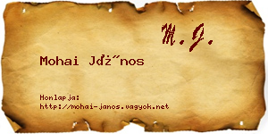 Mohai János névjegykártya